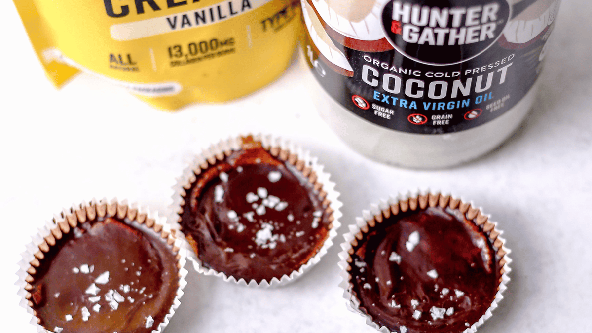 almond butter cups with coconut oil and vanilla collagen creamer