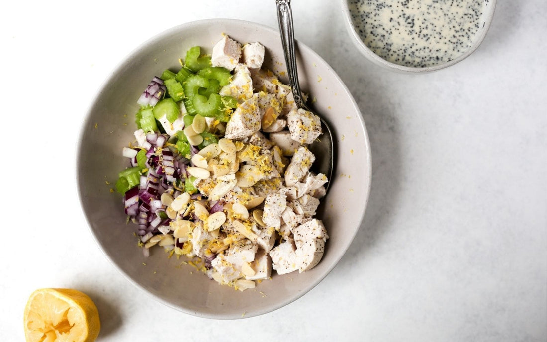 Keto and Paleo Lemon Poppy Seed Chicken Salad Recipe with Avocado Oil Mayonnaise