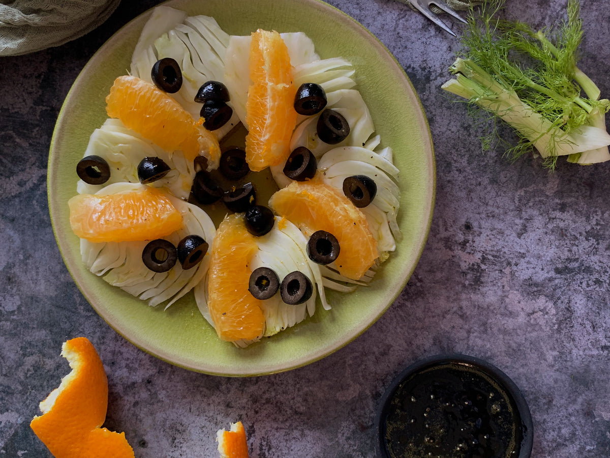 circle of olives, fennel and orange segments