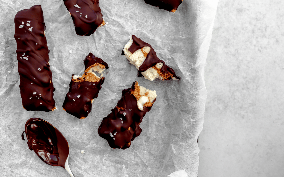 Homemade healthy 'Snickers' Bars with Collagen Creamer