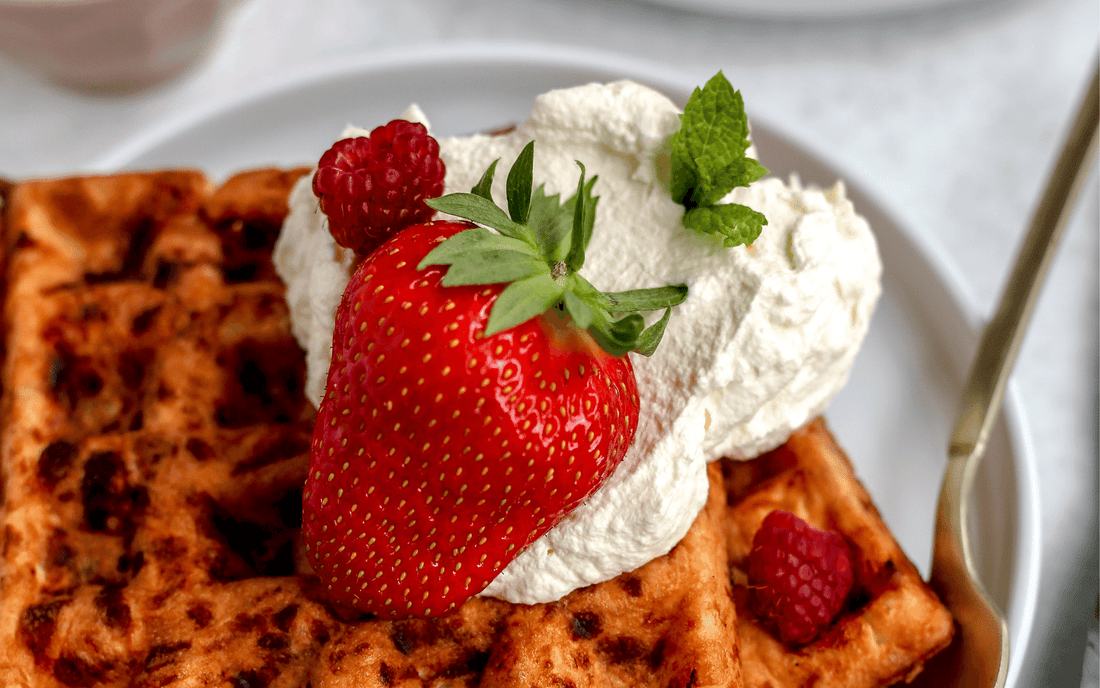 Keto Berry & Cream Chaffles Recipe with Collagen Peptides