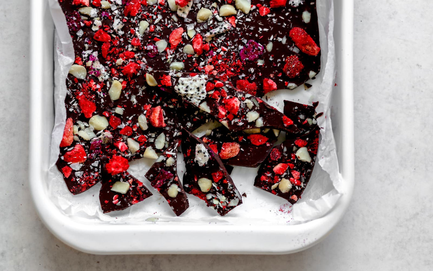 Dark Chocolate Berry Bark Recipe with Collagen Peptides