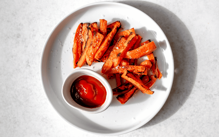 Tallow roasted sweet potato fries