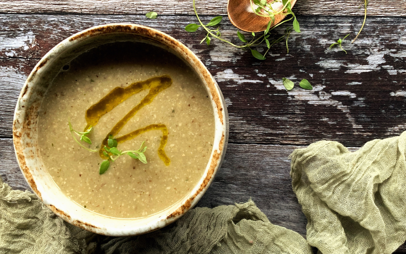 bowl of hot lions mane mushroom soup