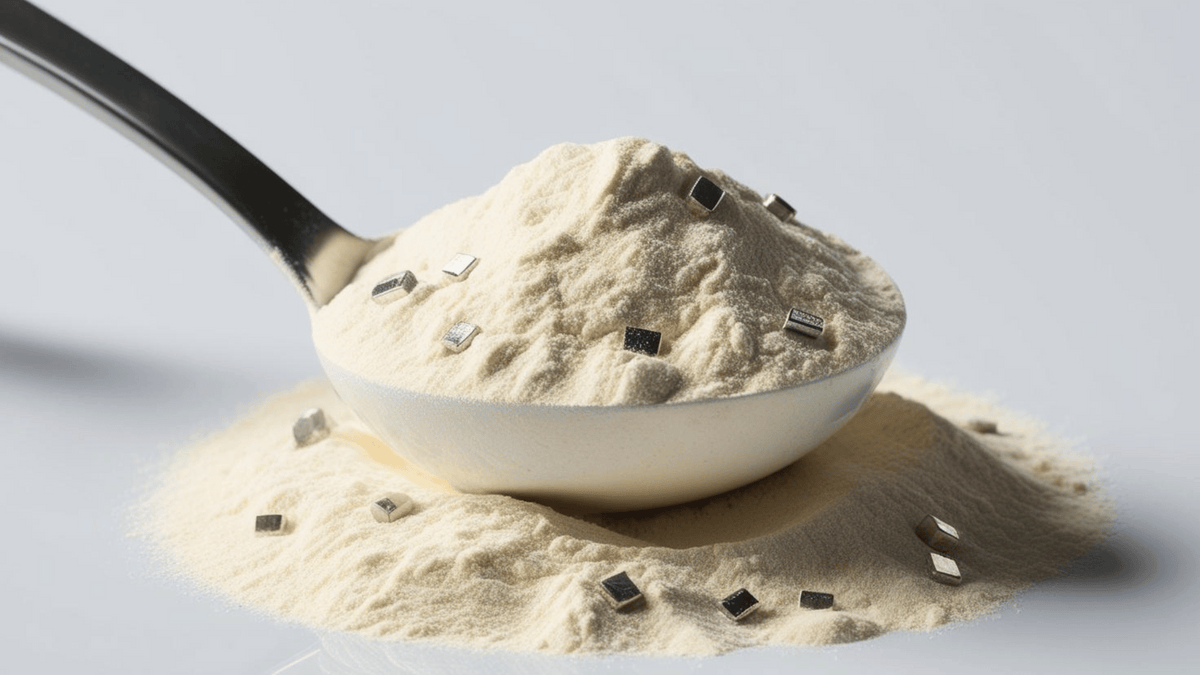 collagen protein powder with heavy metal and spoon
