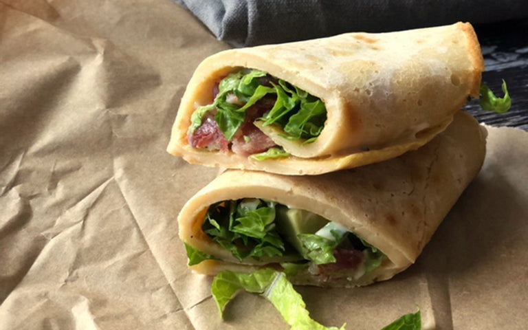 Bacon and lettuce cassava grain free wraps