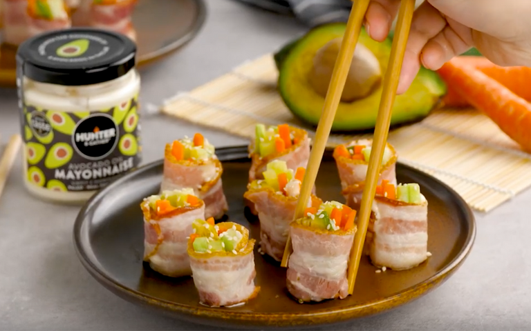 bacon with sushi sticks