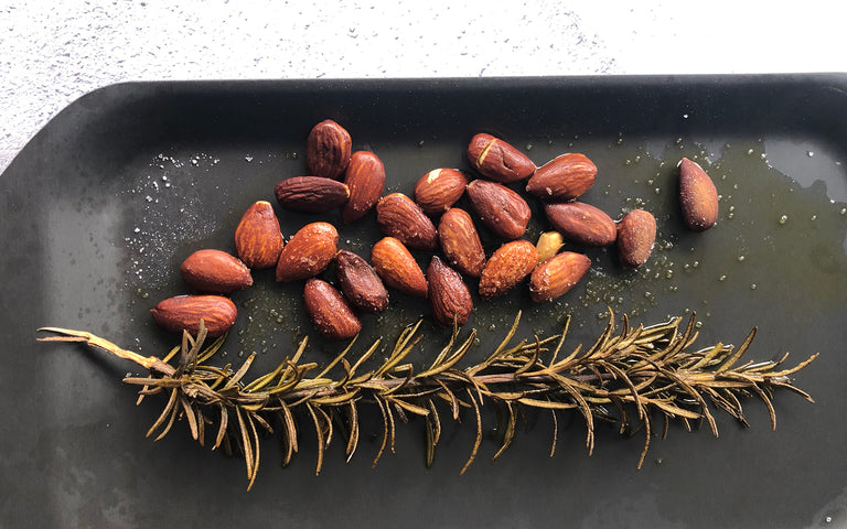 tray bake almond nuts and rosemary