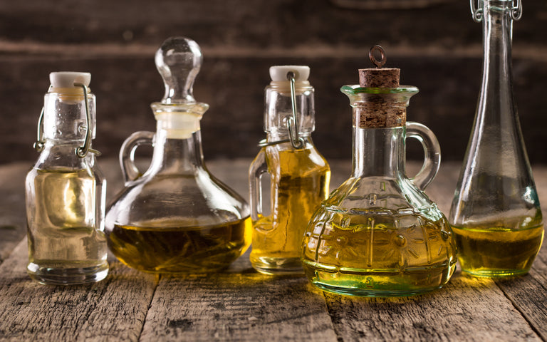 glass bottles of oils 