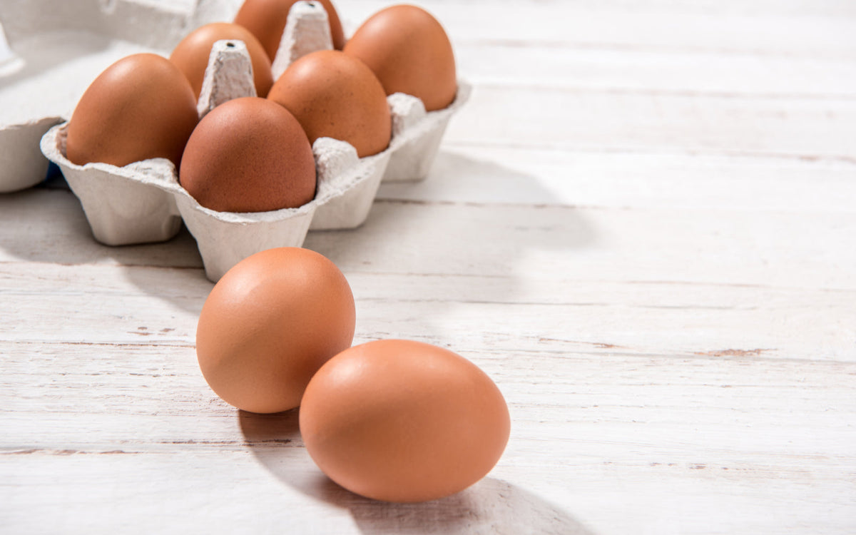 Egg free: eggs on white background
