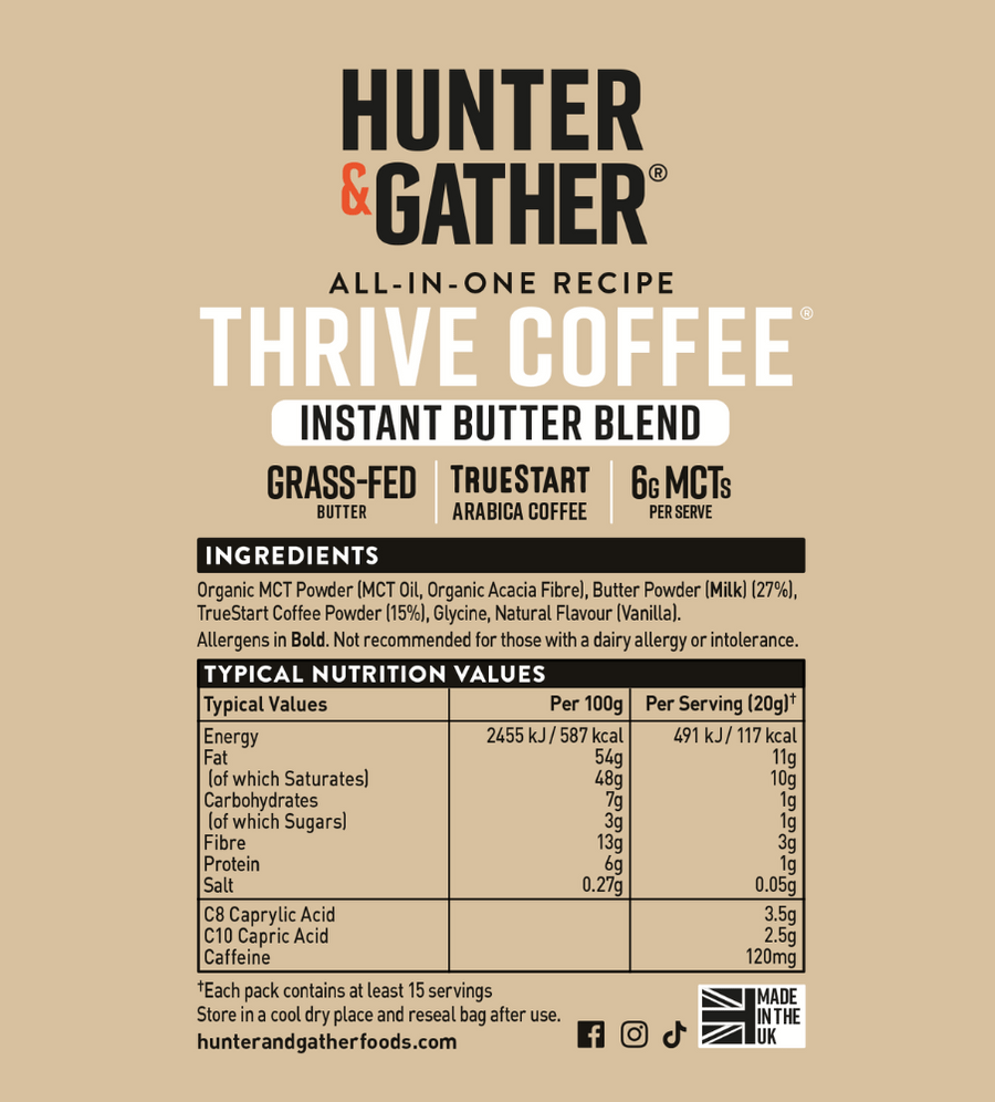  Hunter & Gather Thrive Coffee Nutritionals