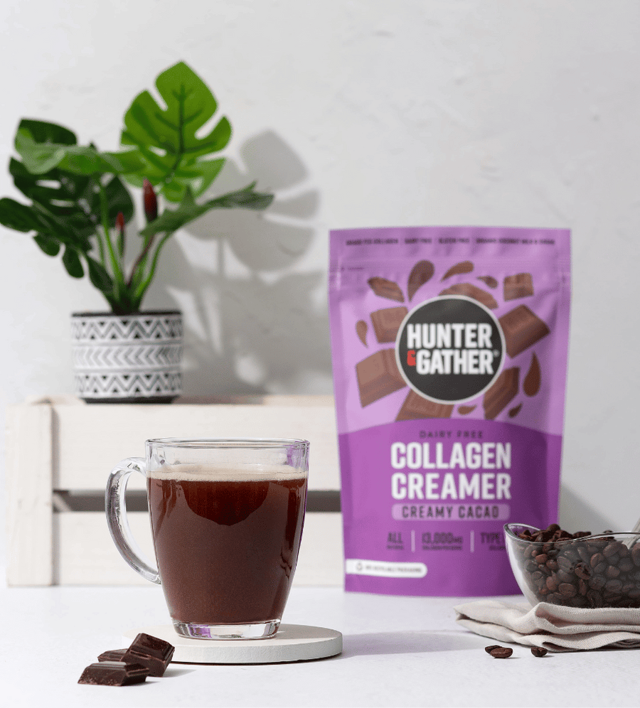 Cacao creamer collagen with coffee cup