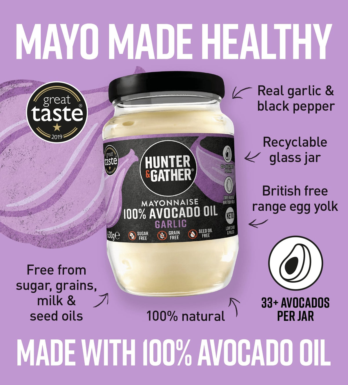 630g Garlic Avocado Oil Mayonnaise Infographic
