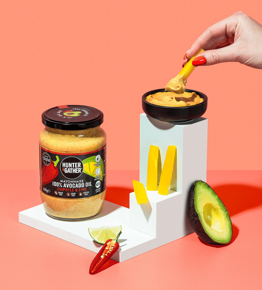 Dipping Peppers Into 630g Chipotle & Lime Avocado Oil Mayonnaise